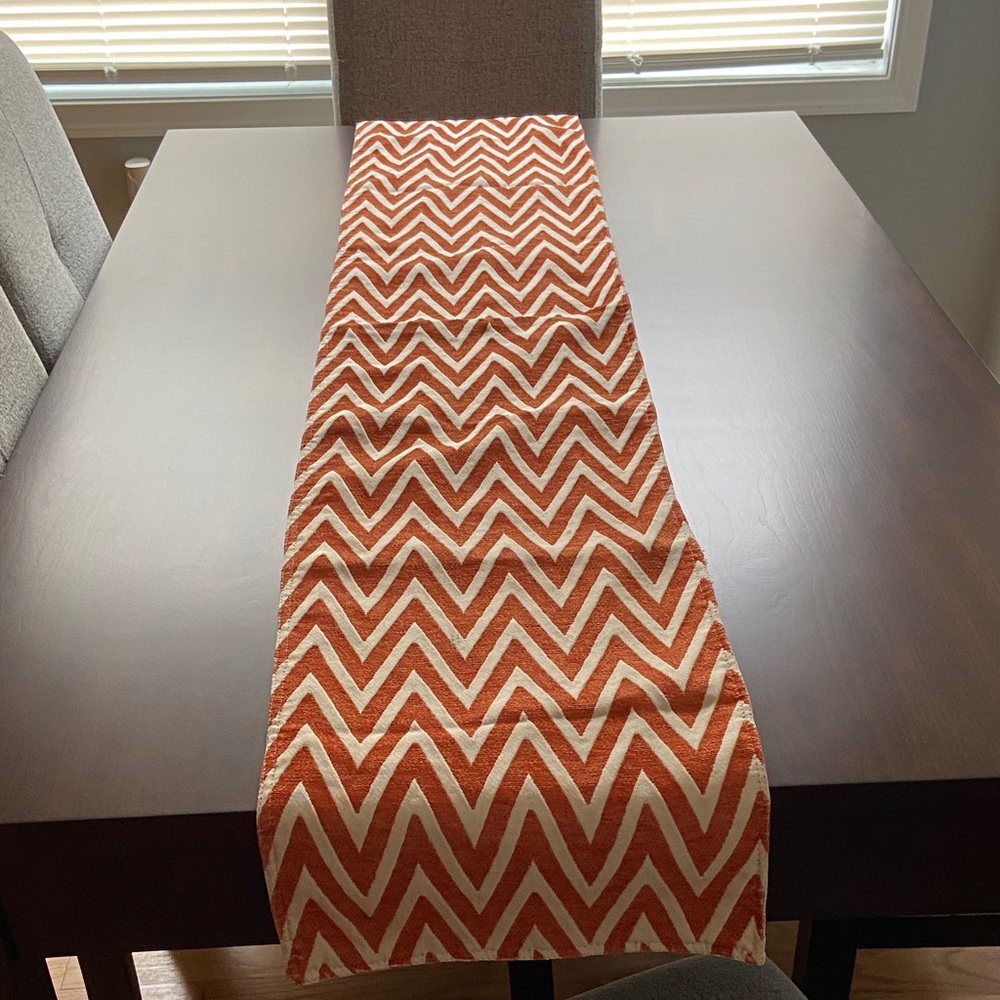 Chevron Table Runner in Rust and Cream - Home Dining